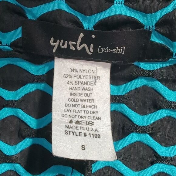 Yushi Top Womens Top Small Teal and Black Textured Tunic Art - Picture 6 of 8